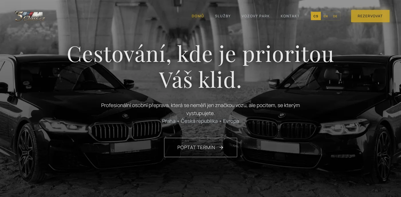 Aktuální web 5class pro osobní dopravu s řidičem