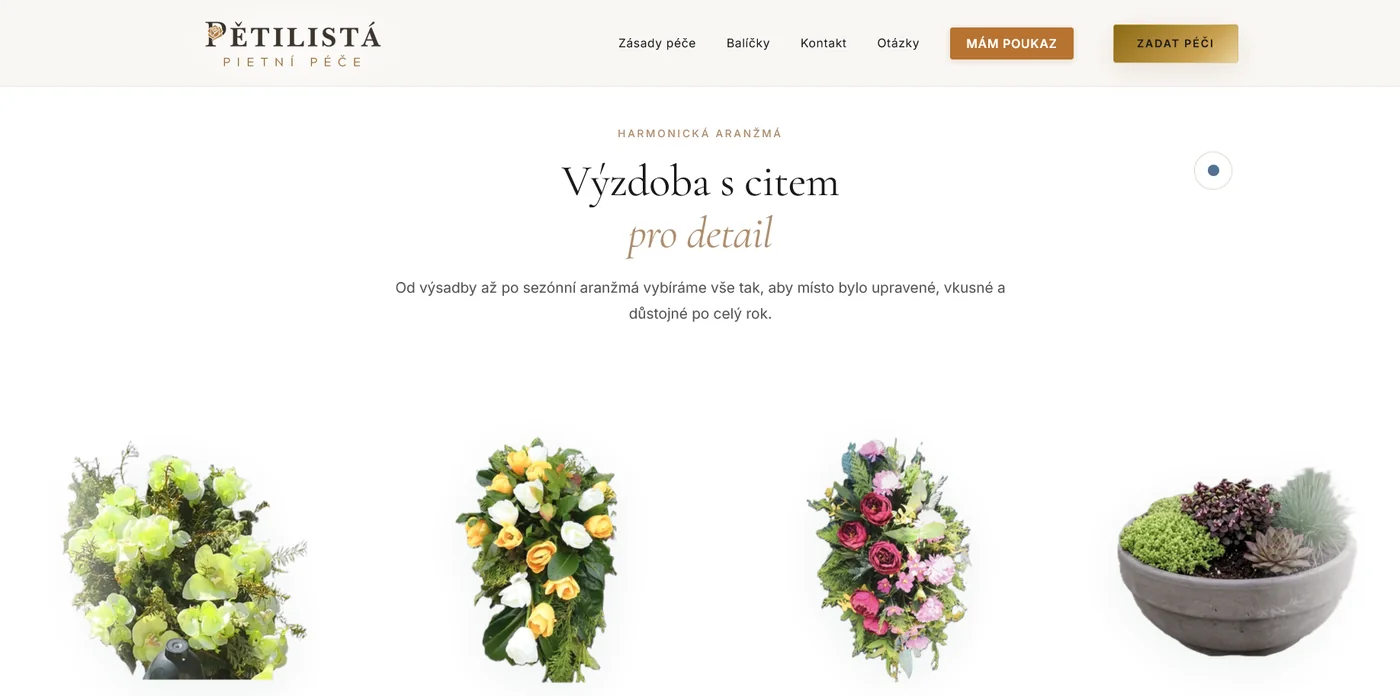 Aktuální web Pětilistá pro péči o hrobová místa