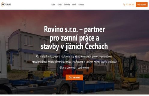 Ukázka webu pro zemní a stavební práce Rovino – tvorba VERNO