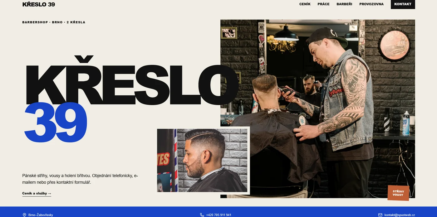 Náhled ukázkového webu pro barber shop od SpustWeb.cz
