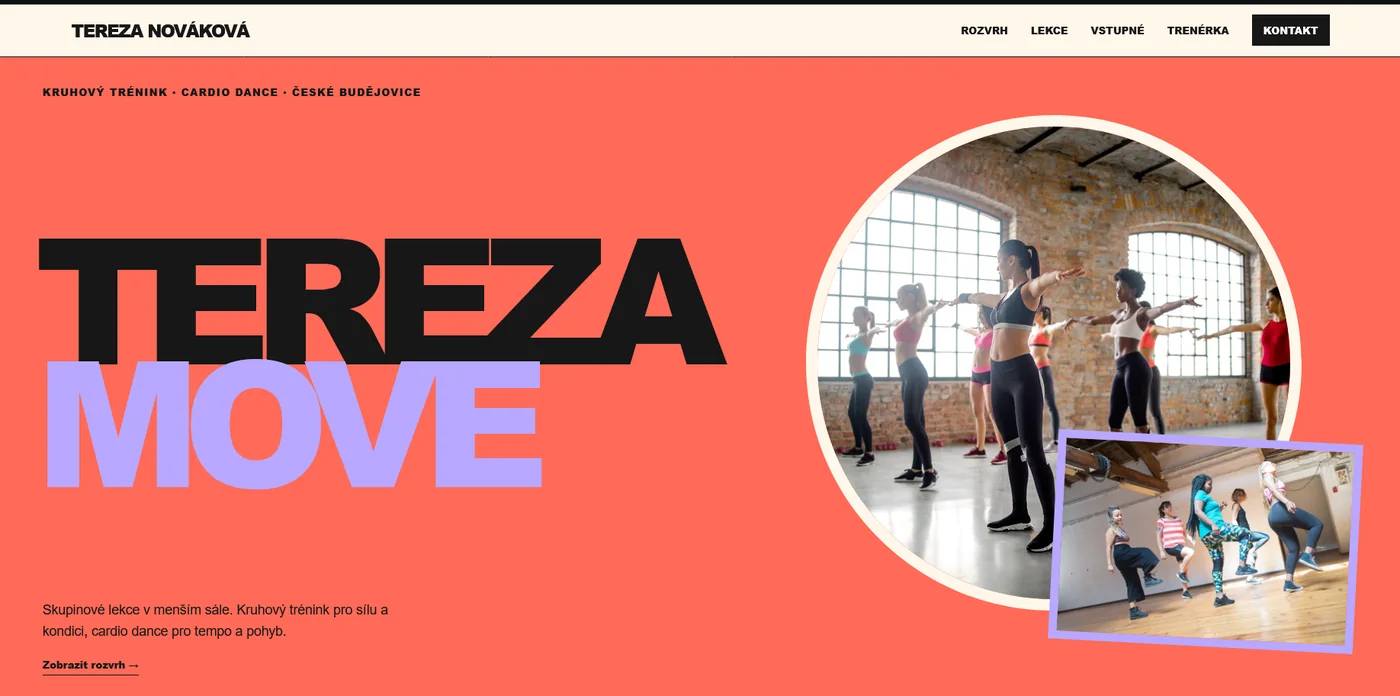 Náhled ukázkového webu pro fitness trenérku od SpustWeb.cz