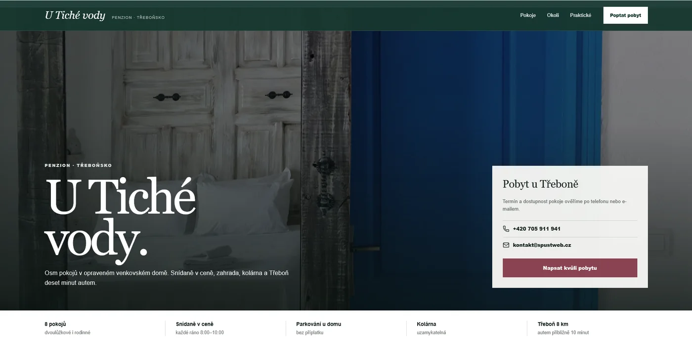 Náhled ukázkového webu pro penzion od SpustWeb.cz